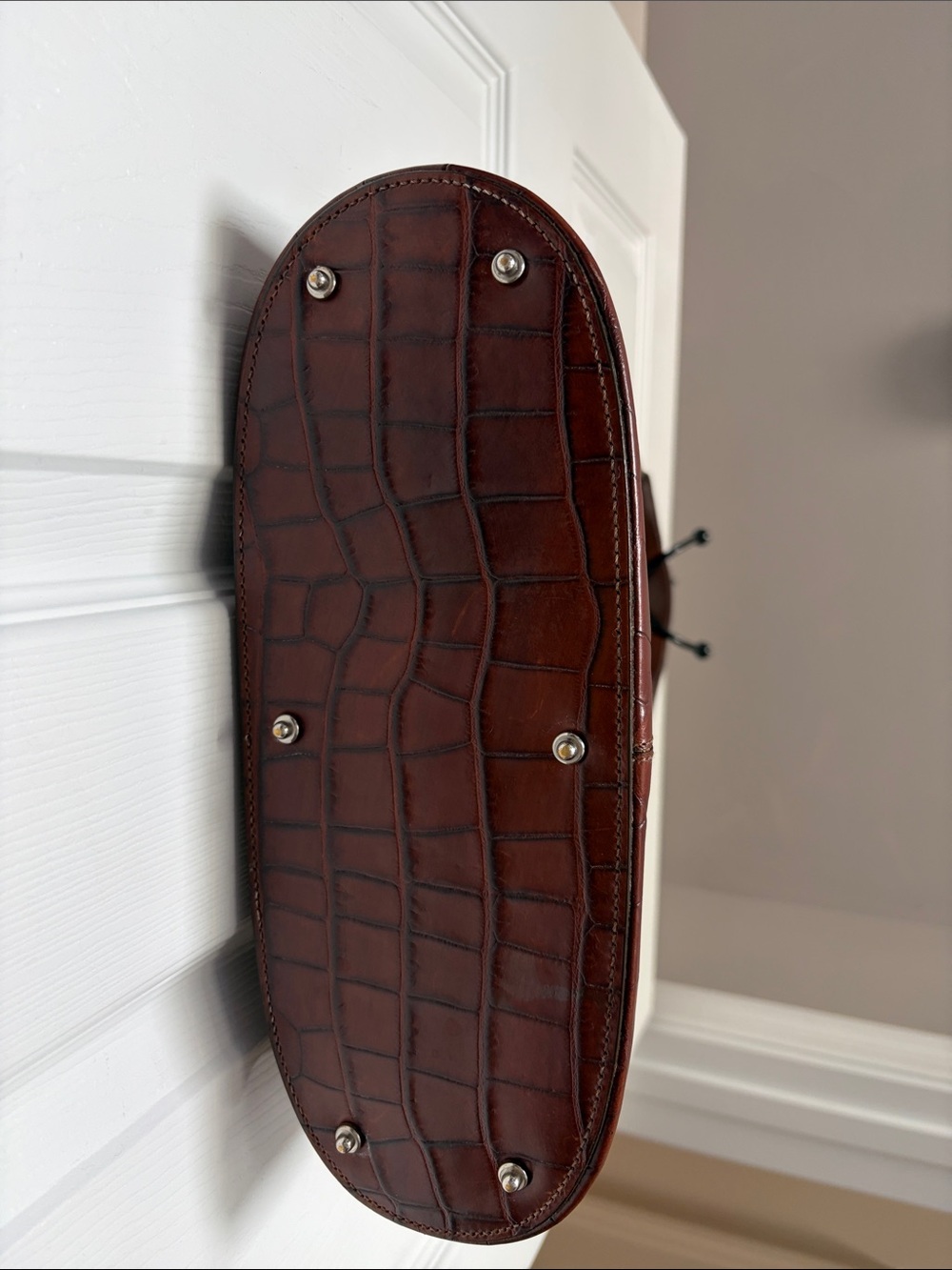 Dooney & Bourke Dark Brown Croc-Embossed Leather Shoulder Bag - Picture 4 of 14